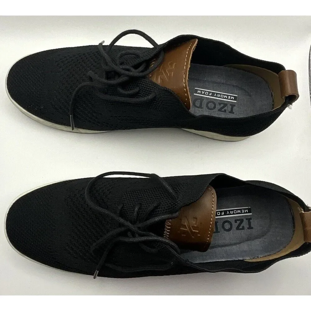 IZOD Breeze Oxford Casual Shoes for Men, Memory Foam Canvas BLACK‎